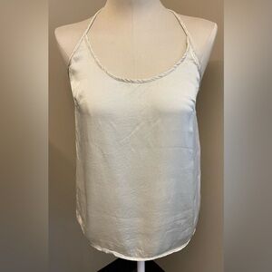 Mango Silky racer back viscose Tank top camisole Blouse Cream womens size medium